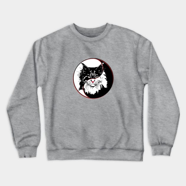 yin yang balance harmony design eastern philosophy cat Crewneck Sweatshirt by 4rpixs